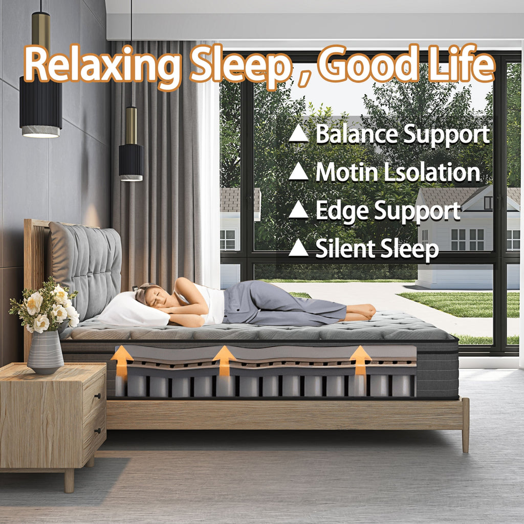 Matelas hybride en mousse à mémoire de forme moyenne de 12 pouces dans une boîte, pour un soutien des bords et une isolation des mouvements