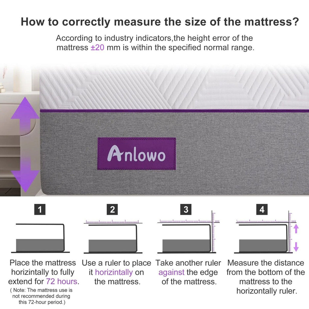 Matelas en mousse à mémoire de forme en gel moelleux de 12 pouces, lit dans une boîte