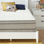 Matelas hybride Eurotop à ressorts ensachés en mousse à mémoire de forme et gel de 13 pouces avec sommier à ressorts en bois de 8 pouces