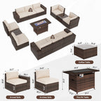 Ensemble de meubles de patio 13 pièces avec table de foyer 44