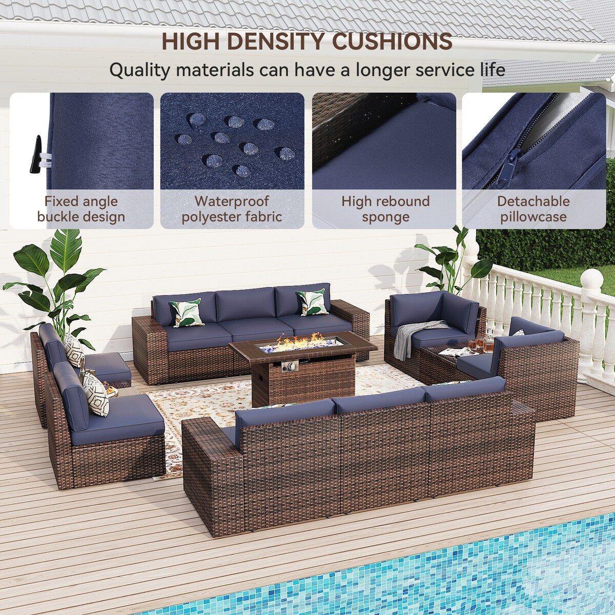 Ensemble de meubles de patio 13 pièces avec table de foyer 44