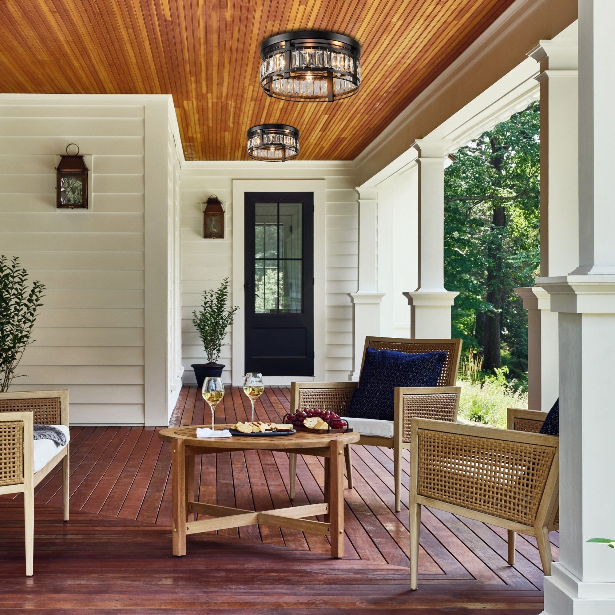 Lustre encastré moderne en cristal noir à 3 lumières pour couloir 13.3