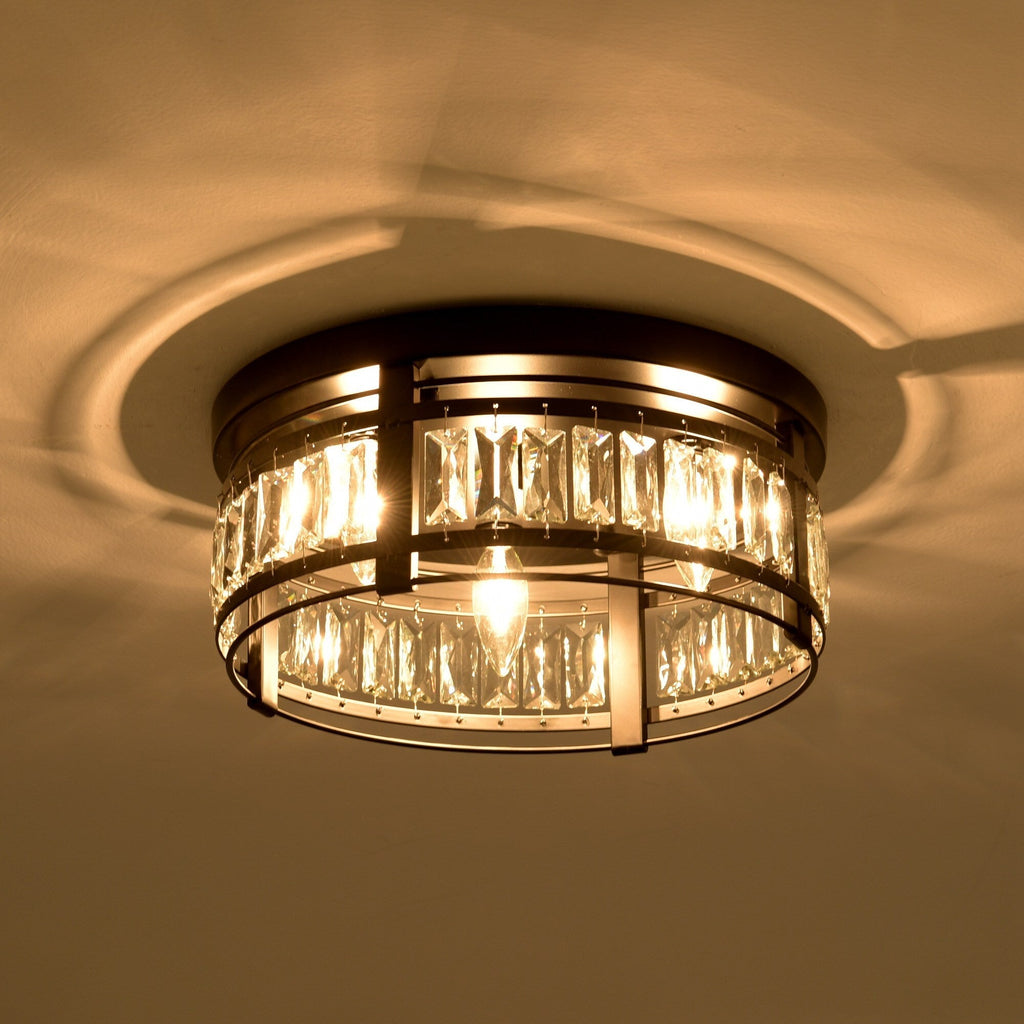 Lustre encastré moderne en cristal noir à 3 lumières pour couloir 13.3