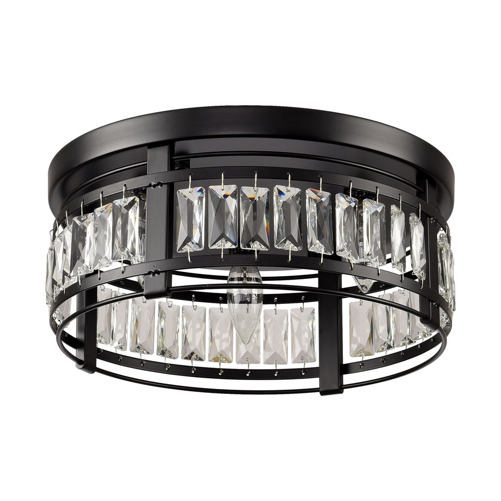 Lustre encastré moderne en cristal noir à 3 lumières pour couloir 13.3