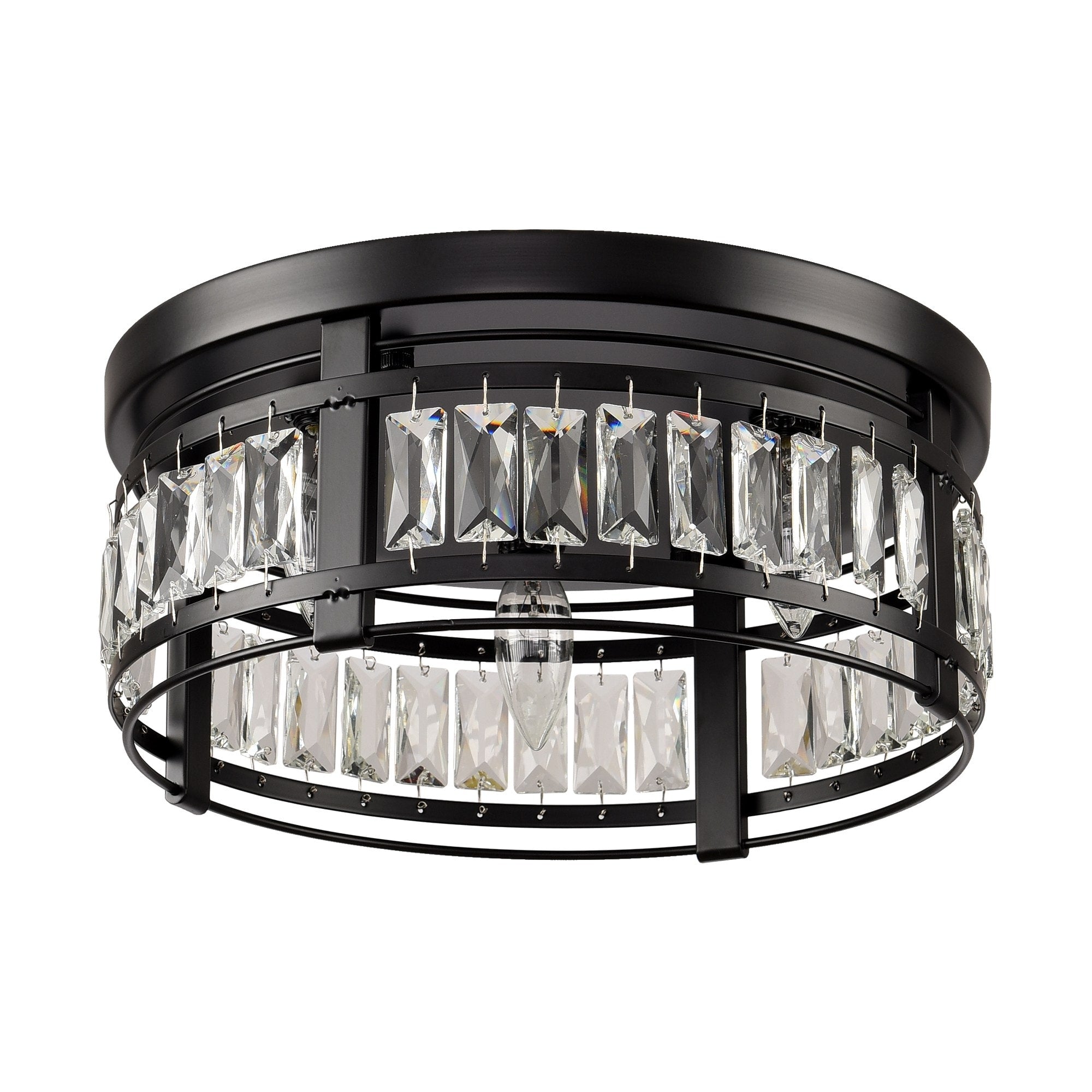 Lustre encastré moderne en cristal noir à 3 lumières pour couloir 13.3