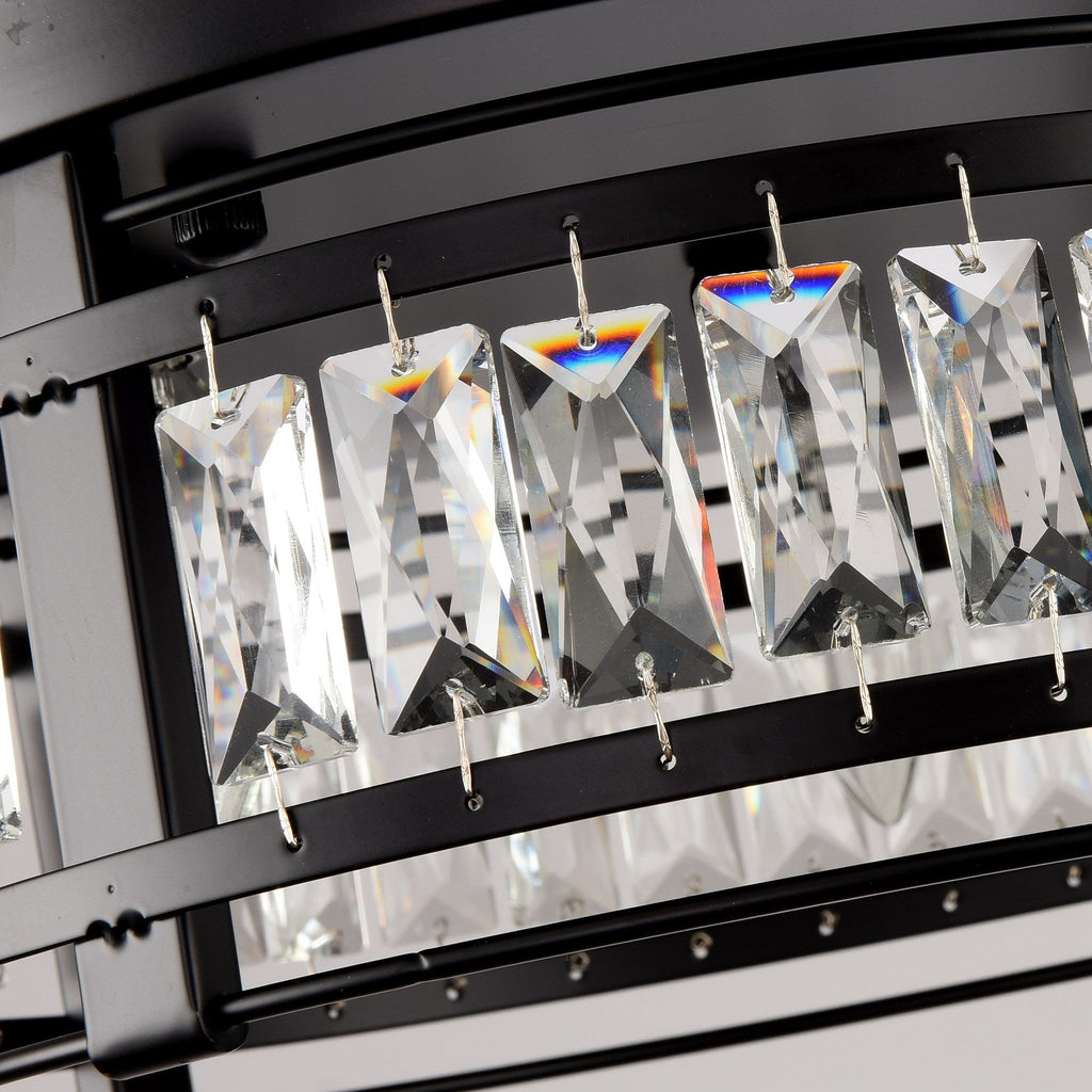 Lustre encastré moderne en cristal noir à 3 lumières pour couloir 13.3