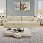 Canapé 5 places en velours côtelé 132 avec porte-gobelets et support pour téléphone, coussins haute densité