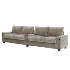 Canapé 4 places en velours côtelé 133 avec ports USB, porte-gobelets rabattables et rangement dissimulé