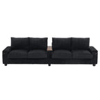 Canapé 4 places en velours côtelé 133 avec ports USB, porte-gobelets rabattables et rangement dissimulé