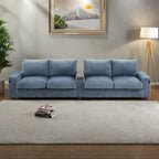 Canapé 4 places en velours côtelé 133 avec ports USB, porte-gobelets rabattables et rangement dissimulé