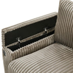 Canapé 4 places en velours côtelé 133 avec ports USB, porte-gobelets rabattables et rangement dissimulé