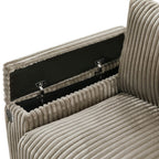 Canapé-lit 4 places moderne en velours côtelé avec ports USB et porte-gobelets rabattables