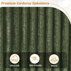 Canapé-lit 4 places moderne en velours côtelé avec ports USB et porte-gobelets rabattables