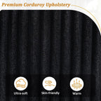 Canapé-lit 4 places moderne en velours côtelé avec ports USB et porte-gobelets rabattables