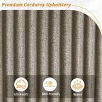 Canapé-lit 4 places moderne en velours côtelé avec ports USB et porte-gobelets rabattables