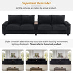 Canapé-lit 4 places moderne en velours côtelé avec ports USB et porte-gobelets rabattables