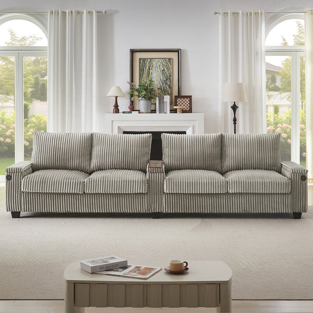 Canapé 4 places en velours côtelé de 133 pouces