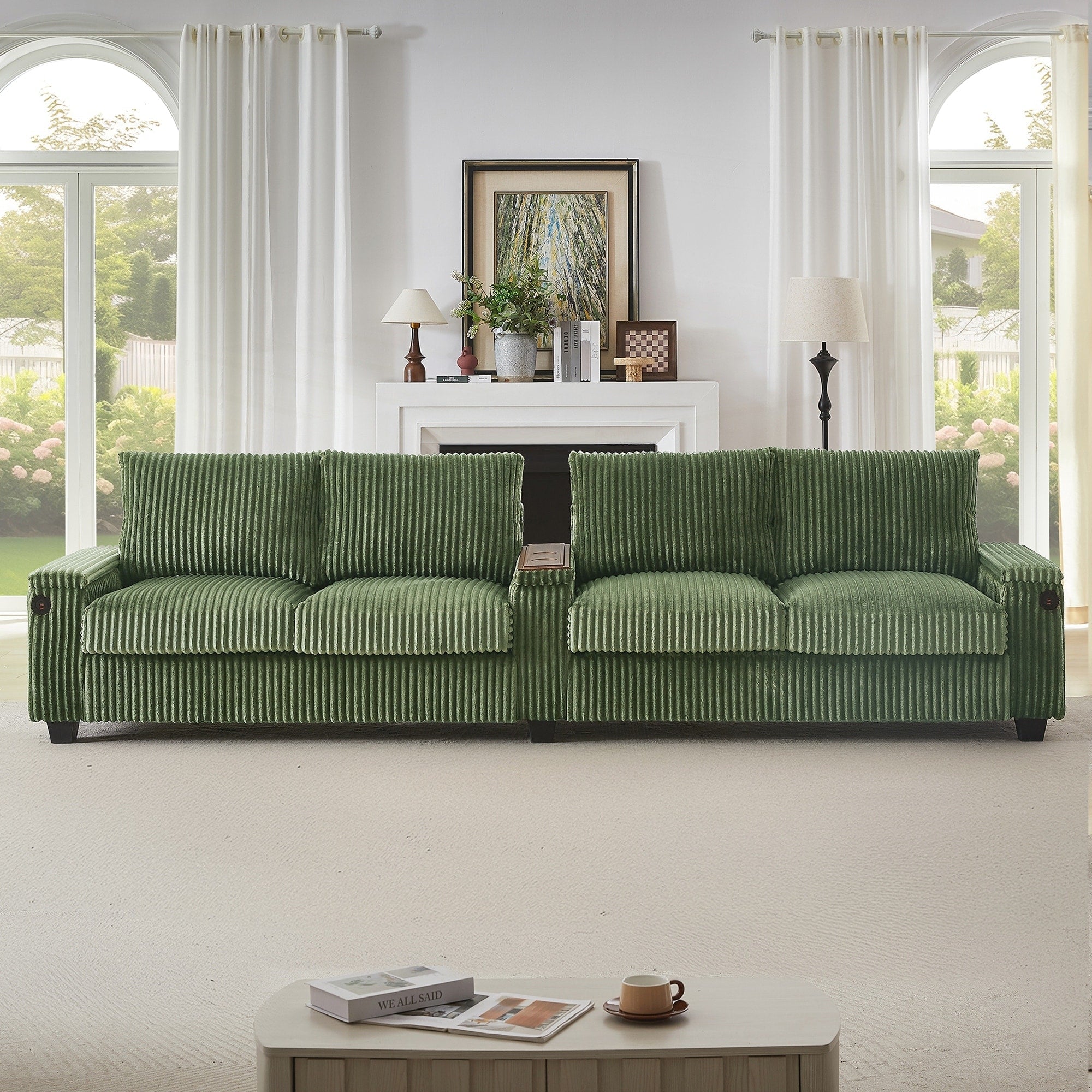 Canapé 4 places en velours côtelé de 133 pouces