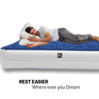 Matelas pneumatique durable de 14 pouces avec technologie Comfort Coil et pompe haute capacité, idéal pour le camping, la maison et les voyages portables.