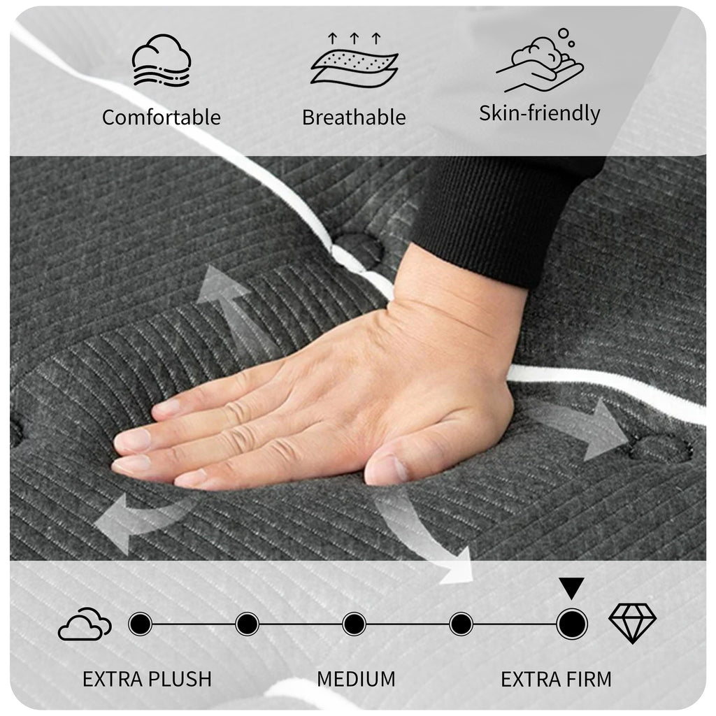 Matelas hybride extra ferme de 14 pouces avec refroidissement et isolation des mouvements