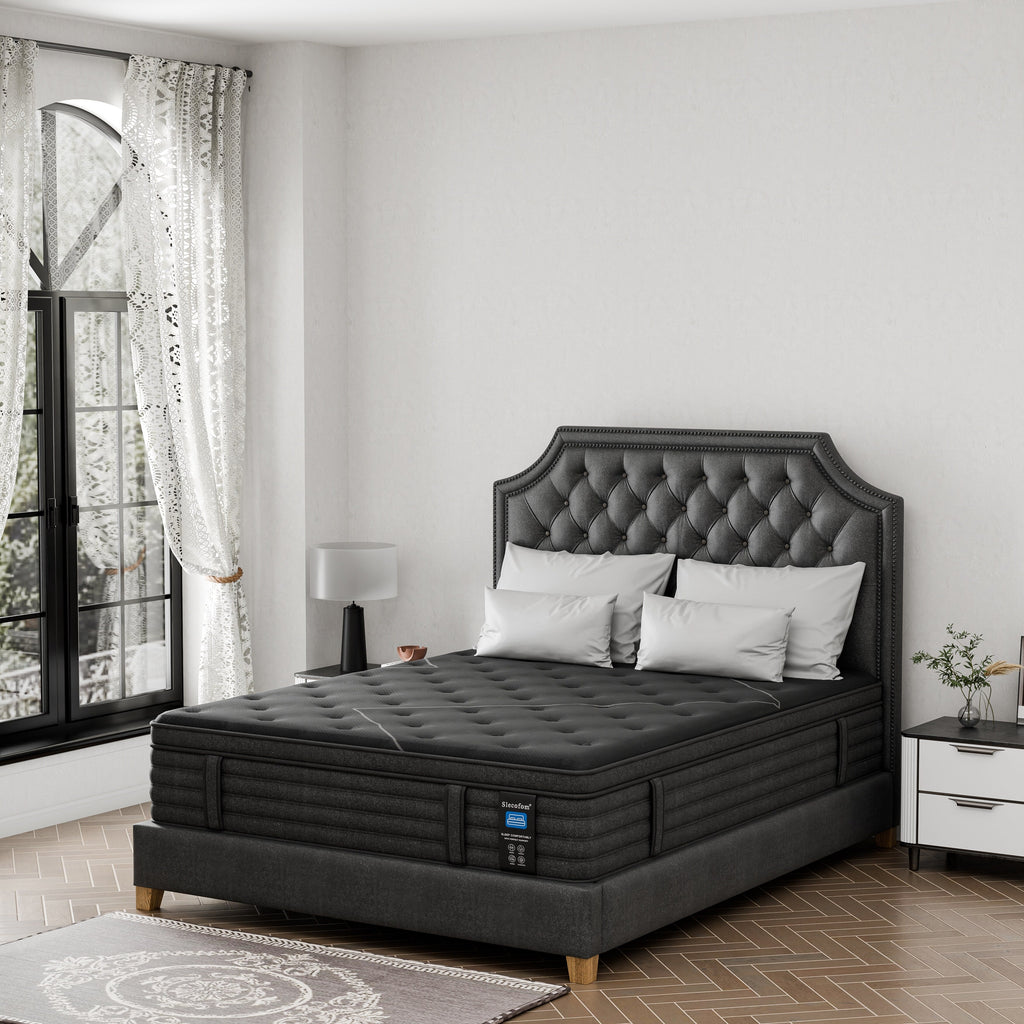 Matelas hybride extra ferme de 14 pouces avec refroidissement et isolation des mouvements