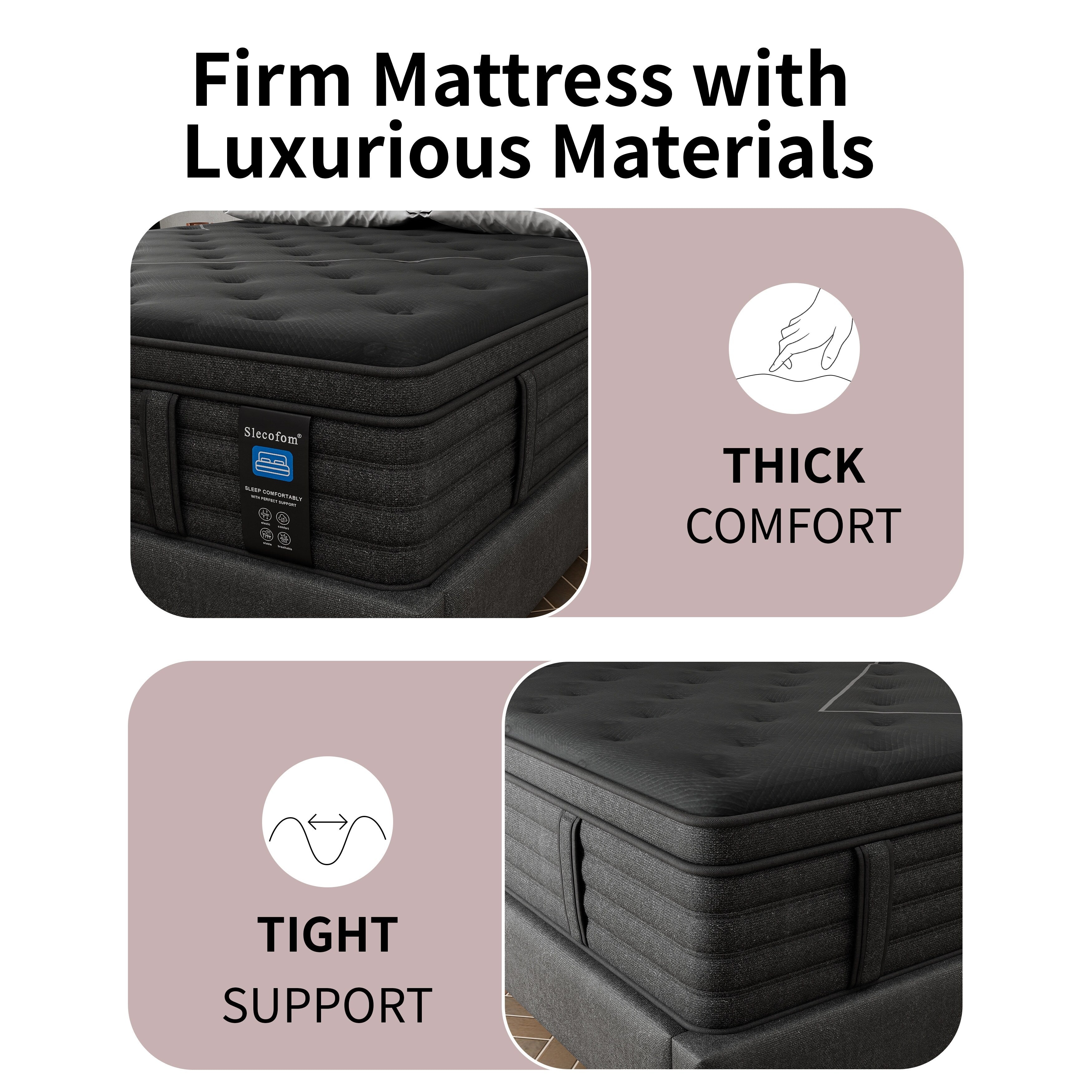 Matelas hybride extra ferme de 14 pouces avec refroidissement et isolation des mouvements