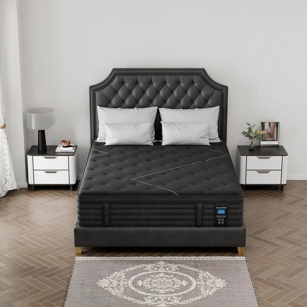 Matelas hybride extra ferme de 14 pouces avec refroidissement et isolation des mouvements