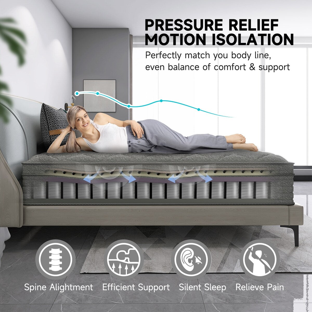 Matelas hybride de 14 pouces dans une boîte avec mousse à mémoire de forme en gel