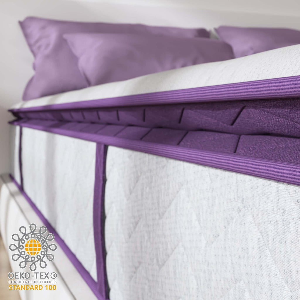 Matelas hybride Queen et King de 14 pouces avec plateau-coussin, support de bord à ressorts, respirant et doux pour la peau, faible transfert de mouvement