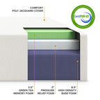 Matelas en mousse à mémoire de forme au thé vert de 14 pouces