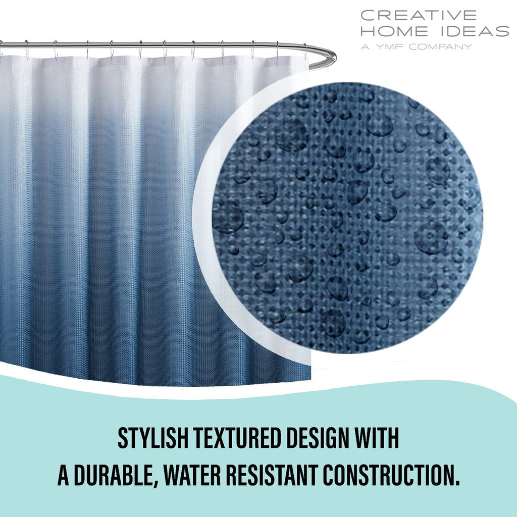 Ensemble de bain/douche 14 pièces : rideau de douche ombré, crochets et doublure PEVA