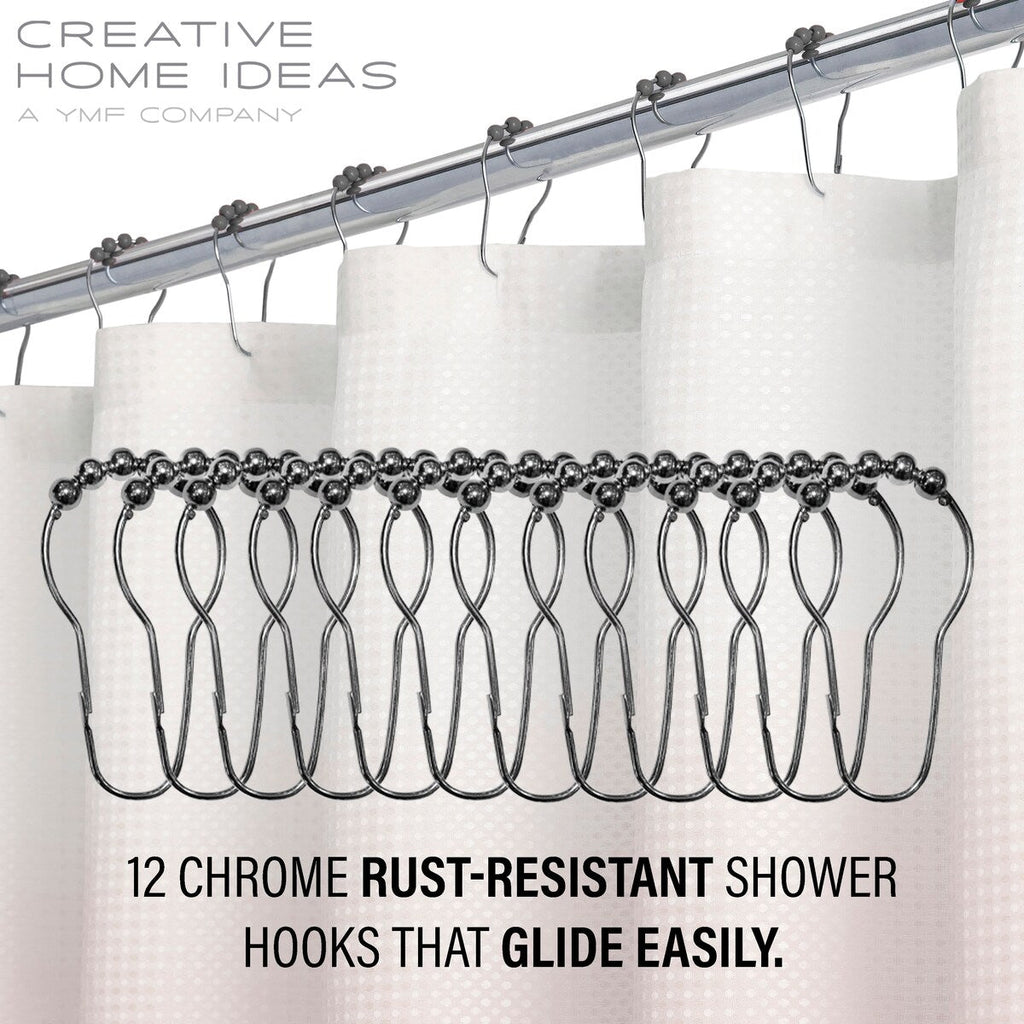 Ensemble de bain/douche 14 pièces : rideau de douche ombré, crochets et doublure PEVA