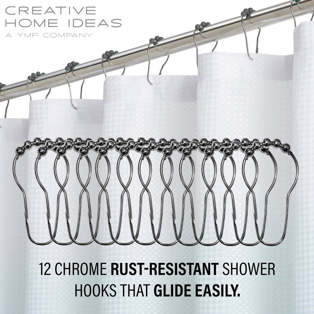 Ensemble de bain/douche 14 pièces : rideau de douche ombré, crochets et doublure PEVA