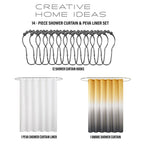 Ensemble de bain/douche 14 pièces : rideau de douche ombré, crochets et doublure PEVA