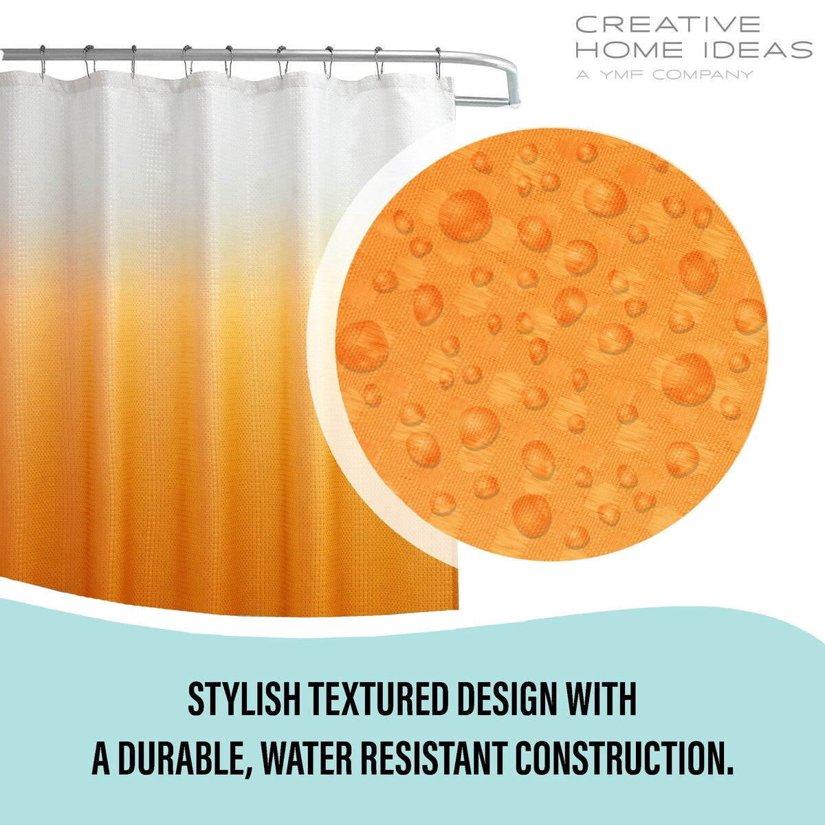 Ensemble de bain/douche 14 pièces : rideau de douche ombré, crochets et doublure PEVA