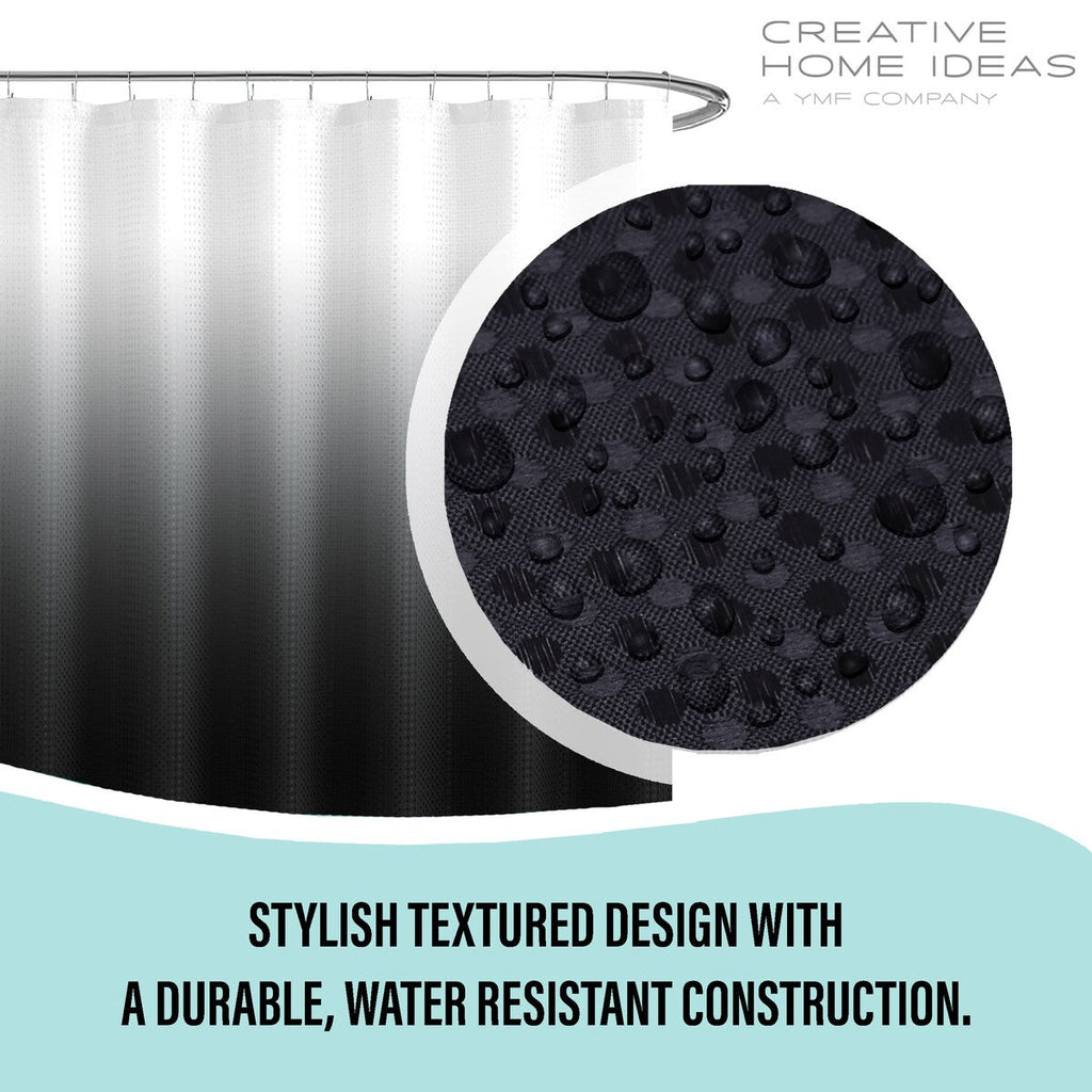 Ensemble de bain/douche 14 pièces : rideau de douche ombré, crochets et doublure PEVA