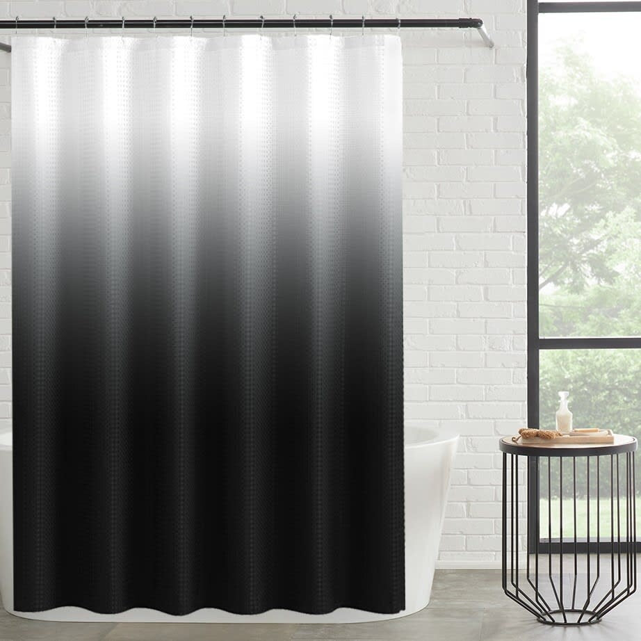 Ensemble de bain/douche 14 pièces : rideau de douche ombré, crochets et doublure PEVA