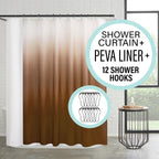 Ensemble de bain/douche 14 pièces : rideau de douche ombré, crochets et doublure PEVA
