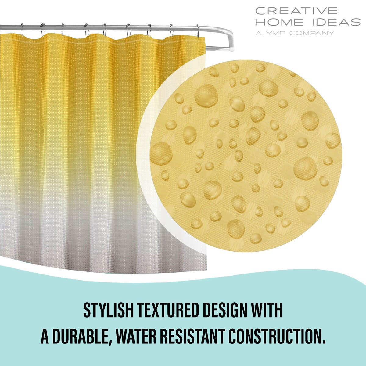 Ensemble de bain/douche 14 pièces : rideau de douche ombré, crochets et doublure PEVA