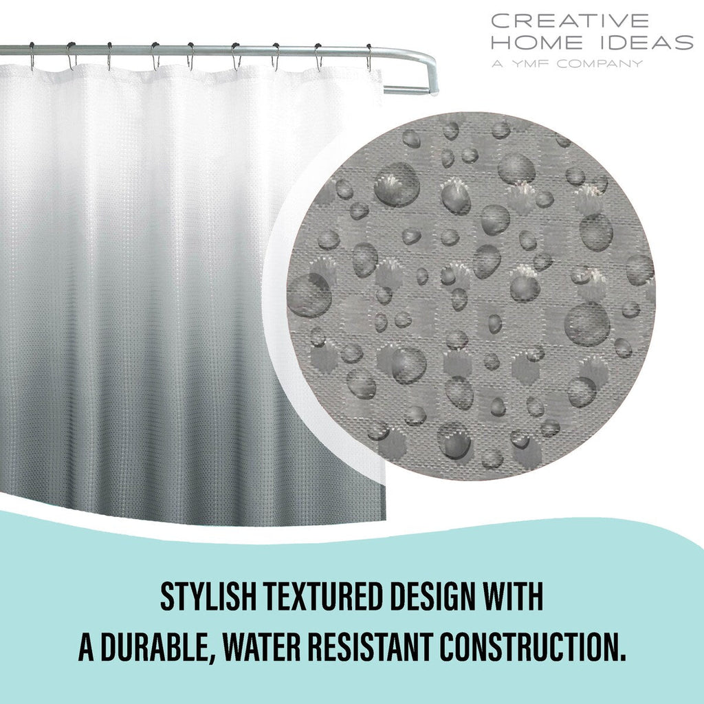 Ensemble de bain/douche 14 pièces : rideau de douche ombré, crochets et doublure PEVA