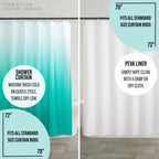 Ensemble de bain/douche 14 pièces : rideau de douche ombré, crochets et doublure PEVA