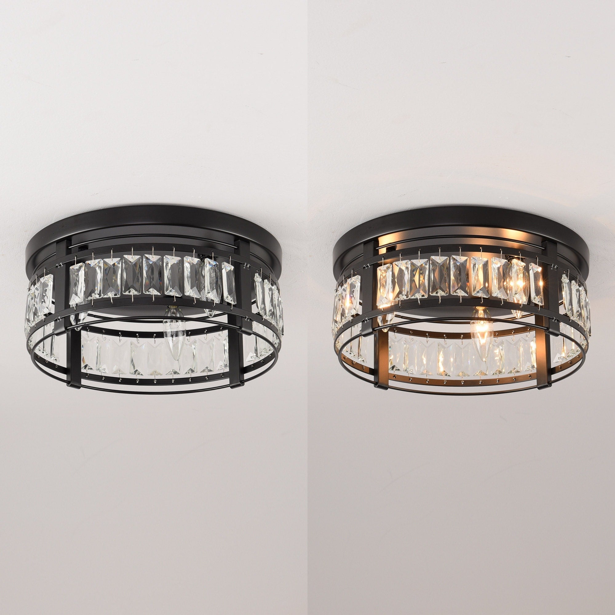 Plafonnier encastré industriel noir mat de 14 po