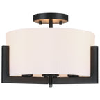 Plafonnier semi-encastré noir mat à 3 lumières de 14 po avec abat-jour tambour - 14 W