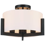 Plafonnier semi-encastré noir mat à 3 lumières de 14 po avec abat-jour tambour - 14 W