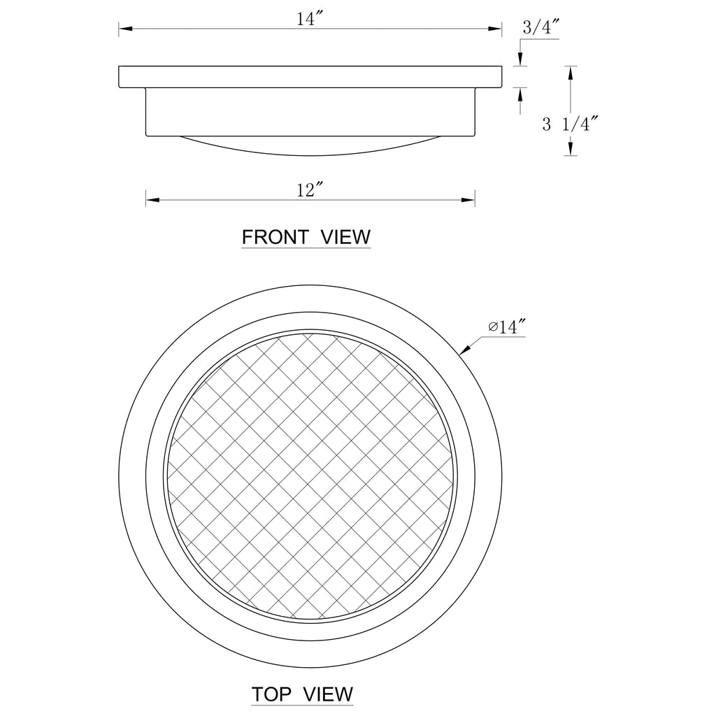 Plafonnier DEL 30 W 3000 K, 14 po, nickel brossé, avec abat-jour en verre rayé