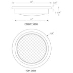 Plafonnier DEL 30 W 3000 K, 14 po, nickel brossé, avec abat-jour en verre rayé