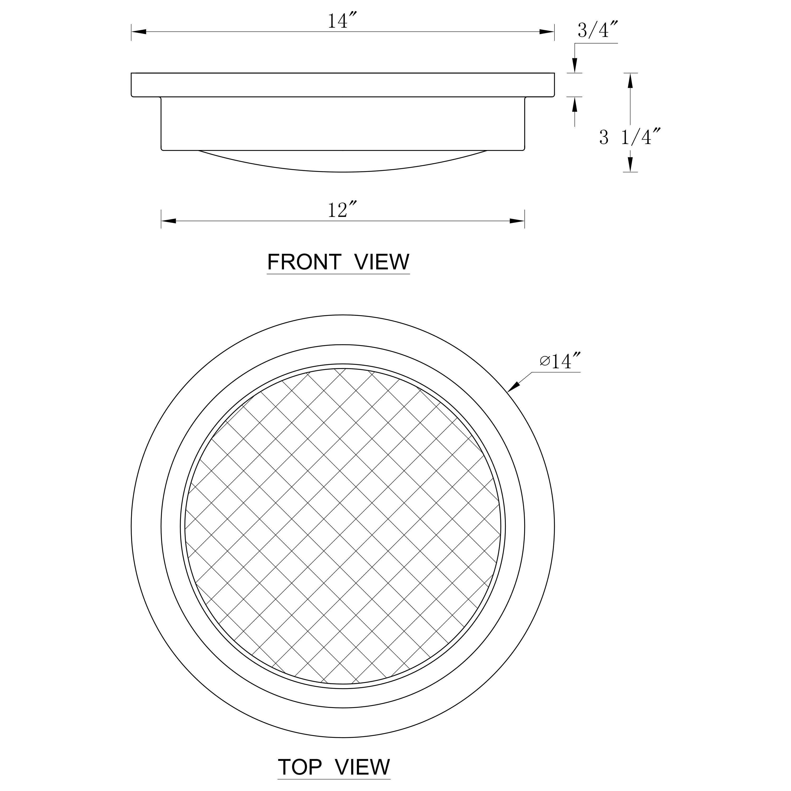 Plafonnier DEL 30 W 3000 K, 14 po, nickel brossé, avec abat-jour en verre rayé