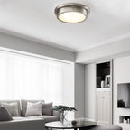 Plafonnier DEL 30 W 3000 K, 14 po, nickel brossé, avec abat-jour en verre rayé