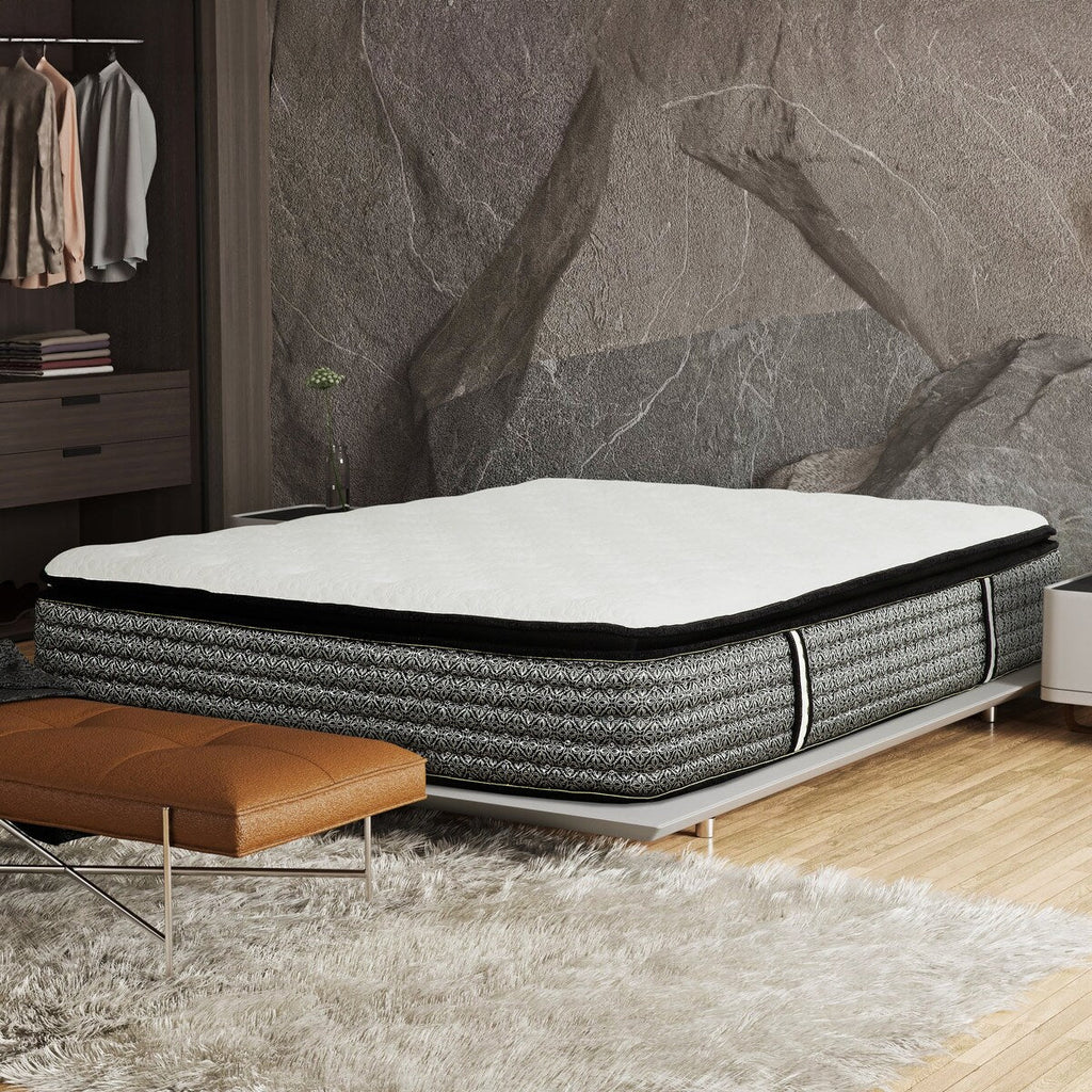 Matelas hybride à ressorts ensachés de 14 po, matelas à plateau-coussin Euro en mousse à mémoire de forme et gel