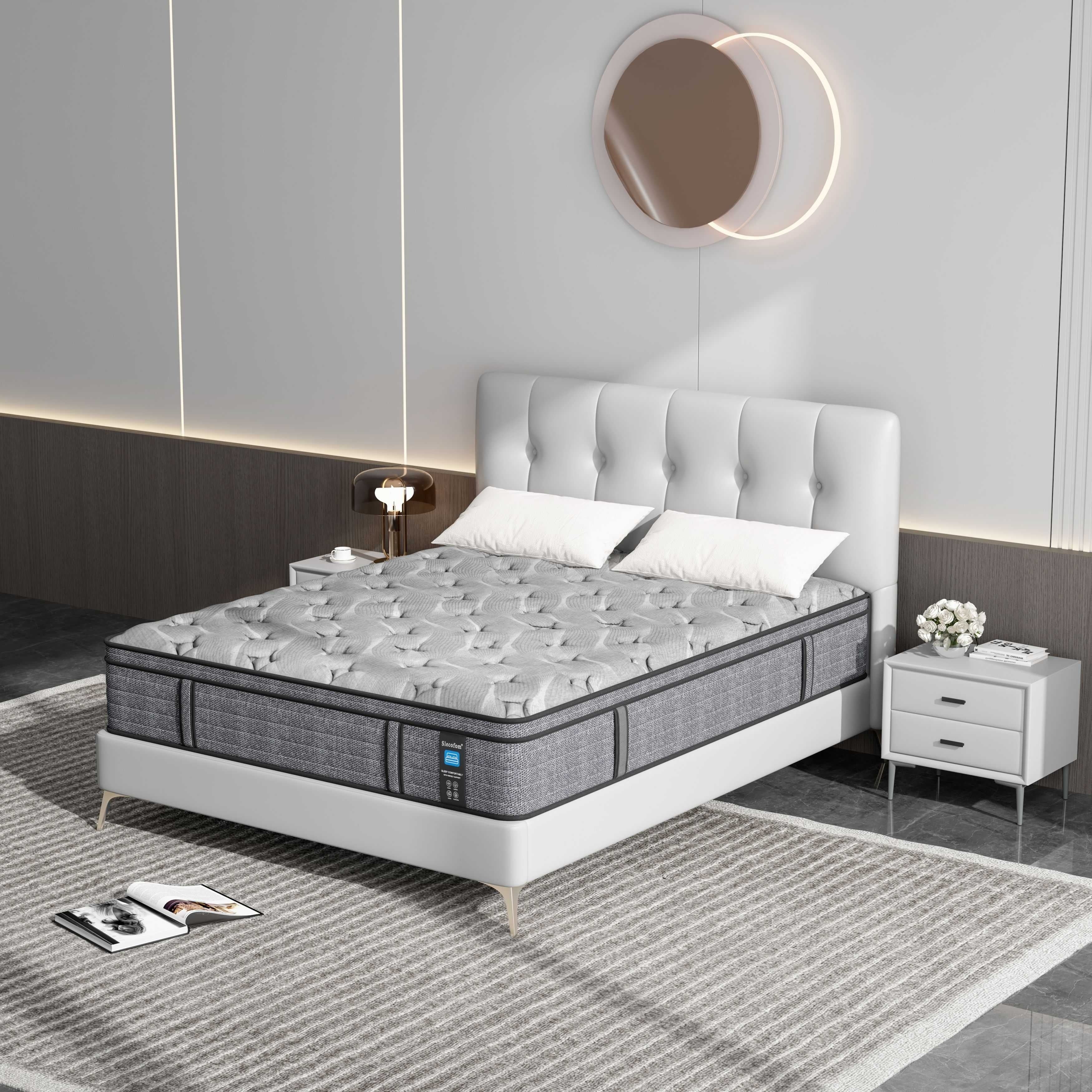 Matelas hybride moyen Euro Top de 14 pouces, matelas en mousse à mémoire de forme dans une boîte